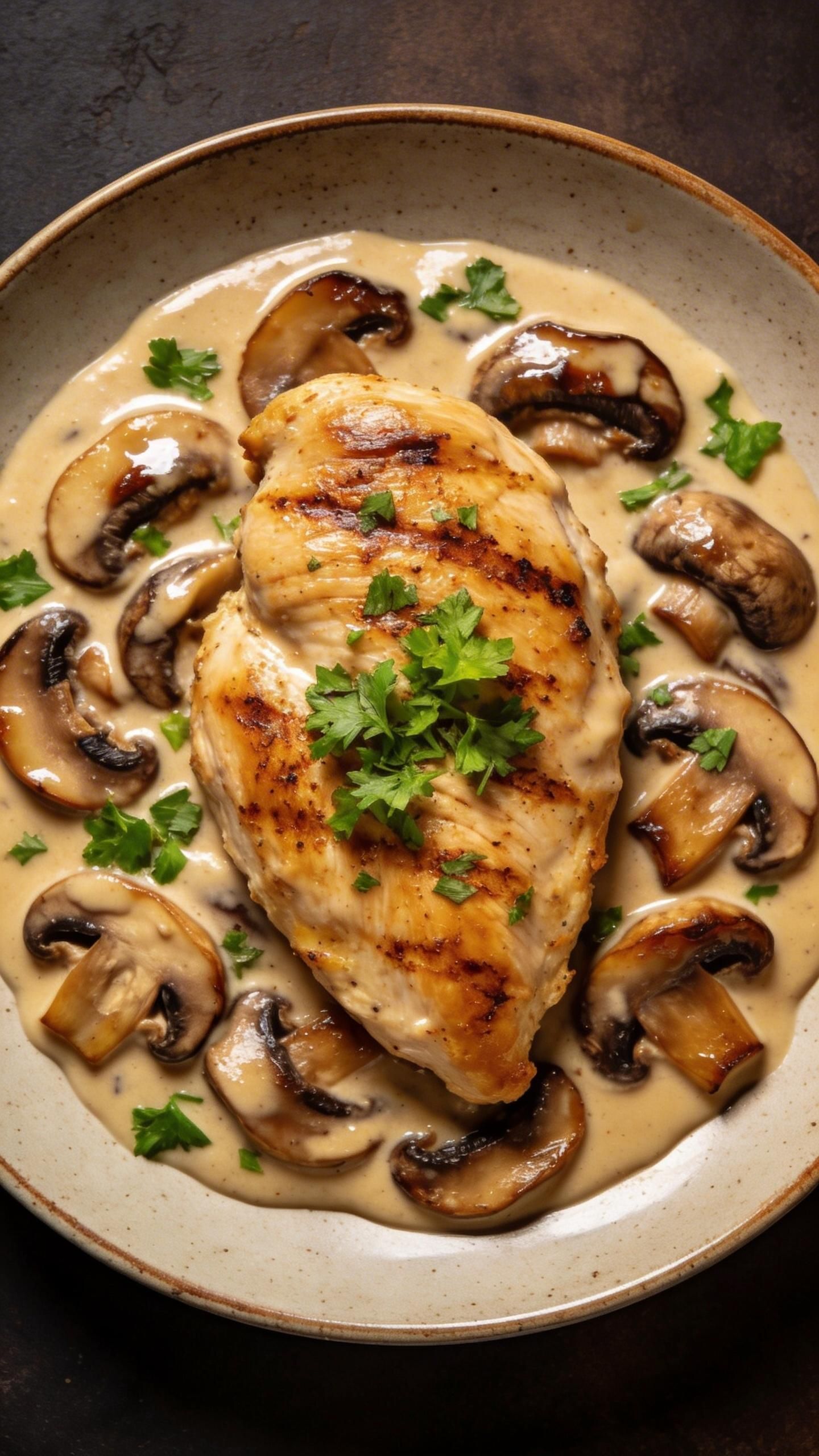 grilled chicken with mushroom sauce