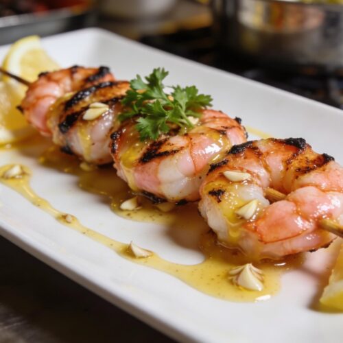 grilled shrimp skewers with garlic butter sauce