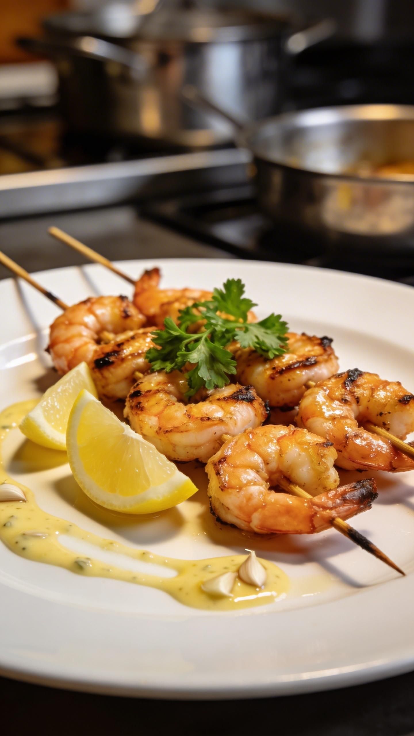 grilled shrimp skewers with garlic butter sauce