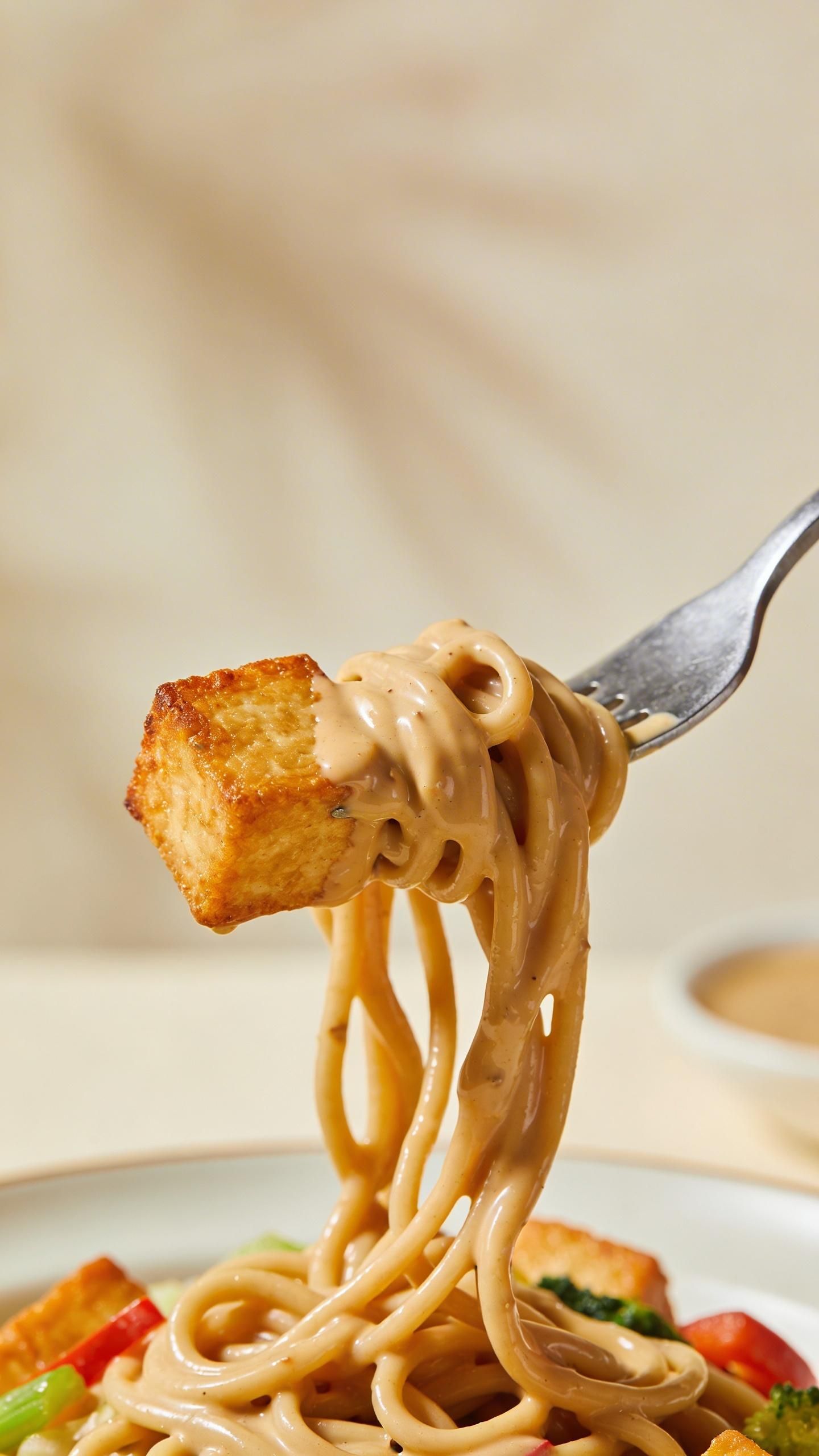 creamy peanut noodles with tofu