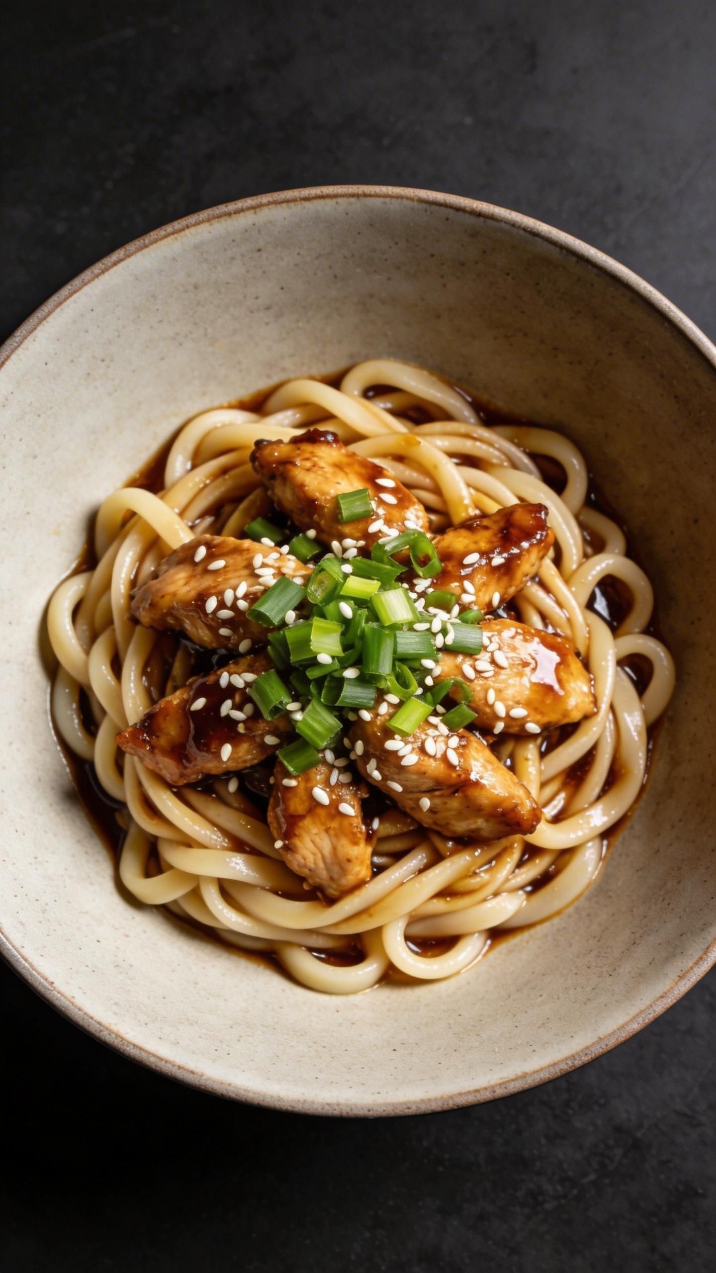 bowl of teriyaki chicken noodles