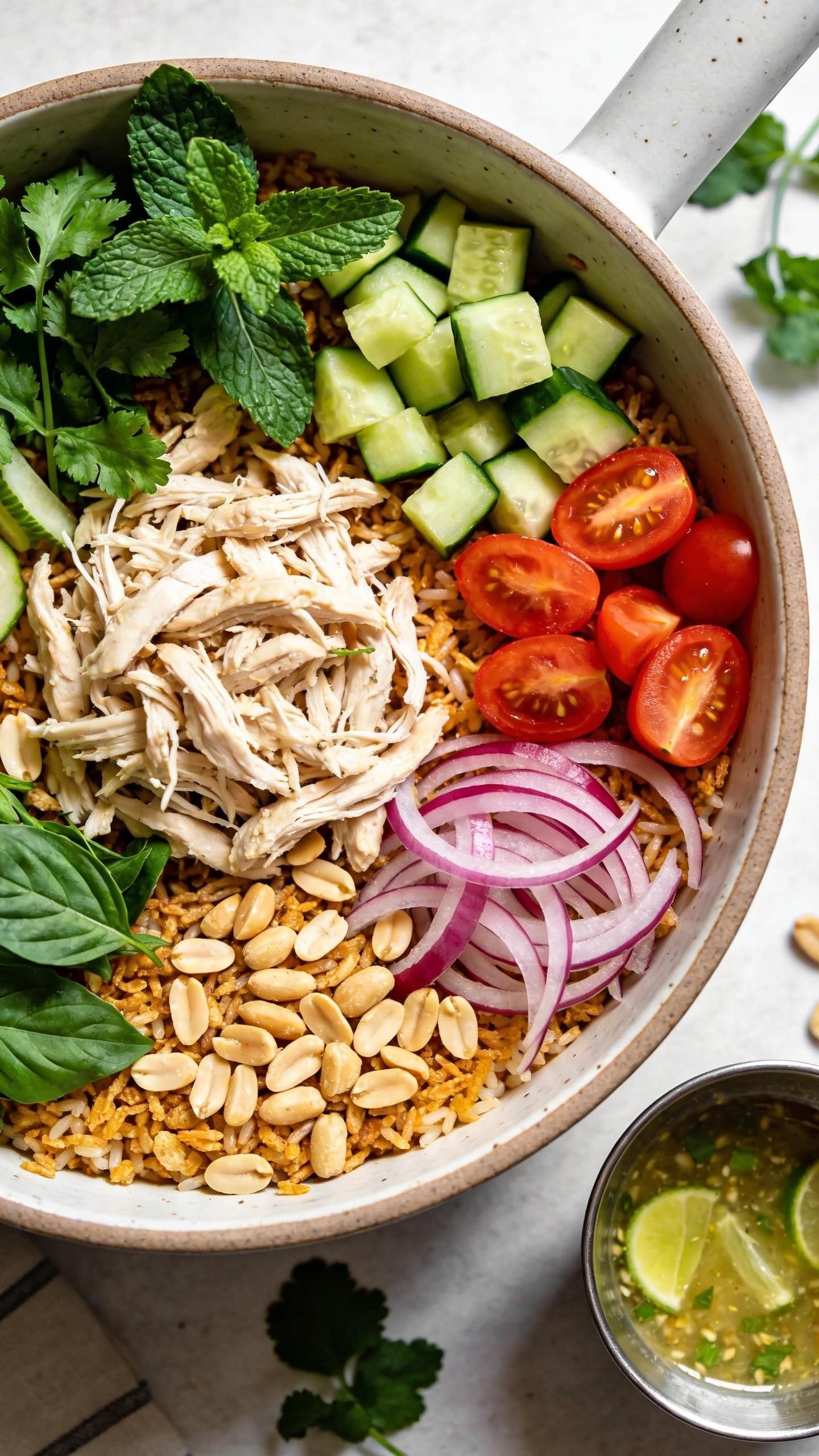 crispy rice salad with chicken