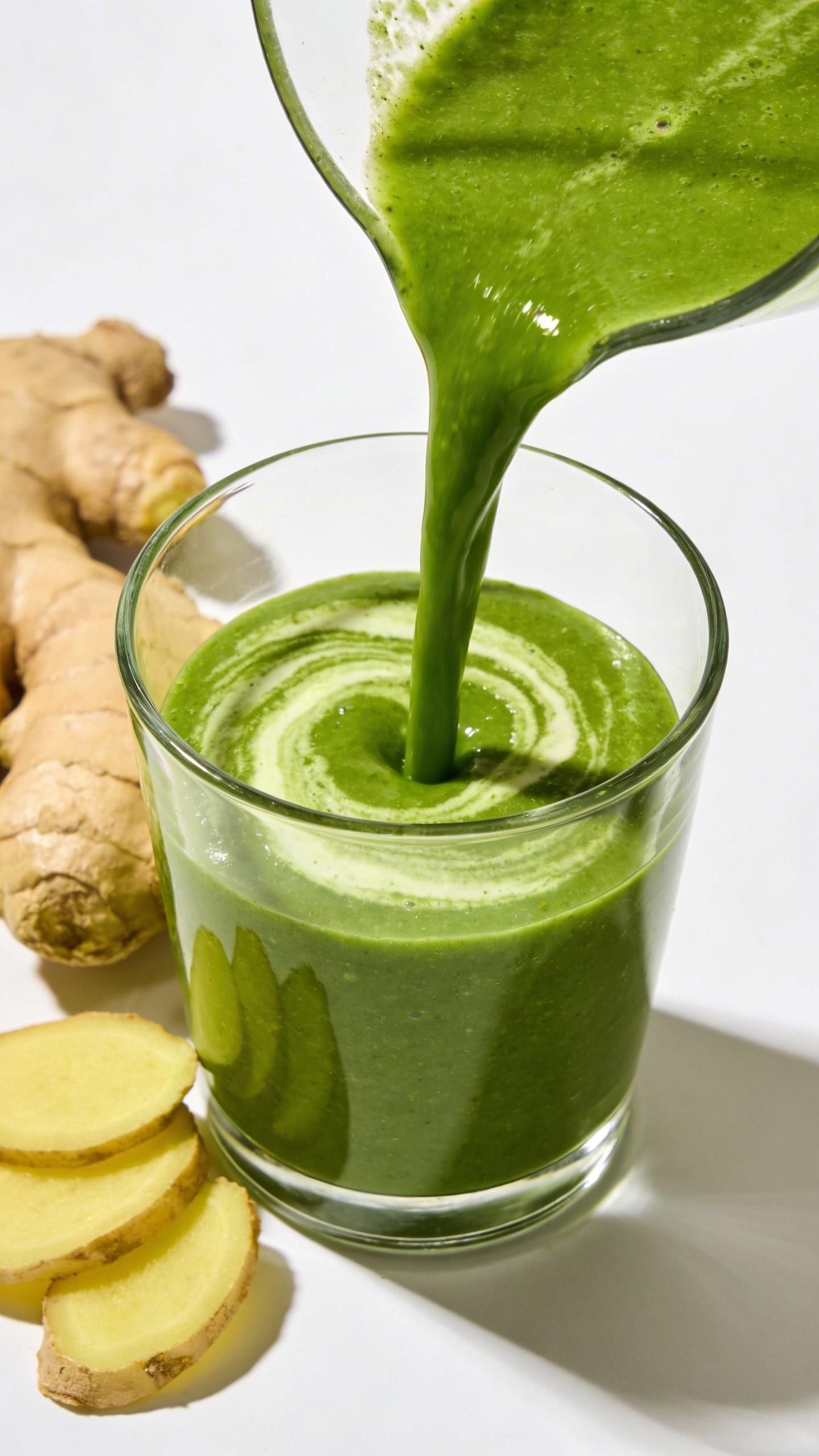 healthy green smoothie with ginger