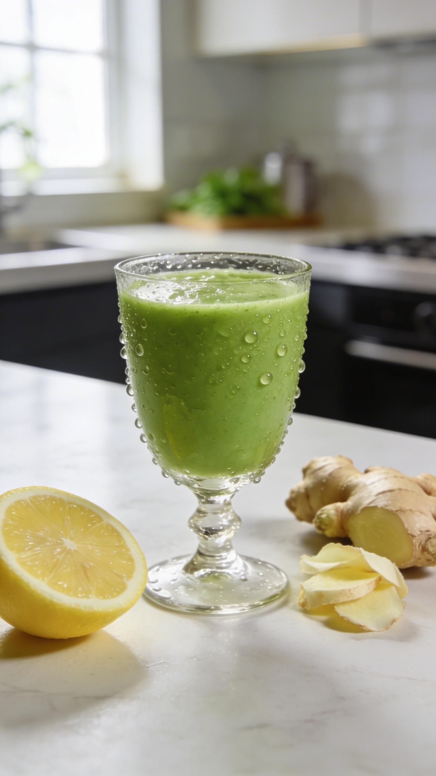 fresh green smoothie with ginger