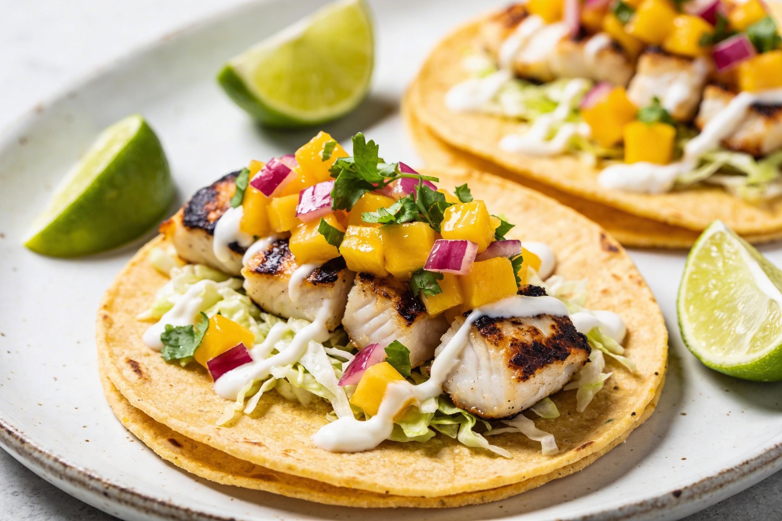 grilled fish tacos with mango salsa