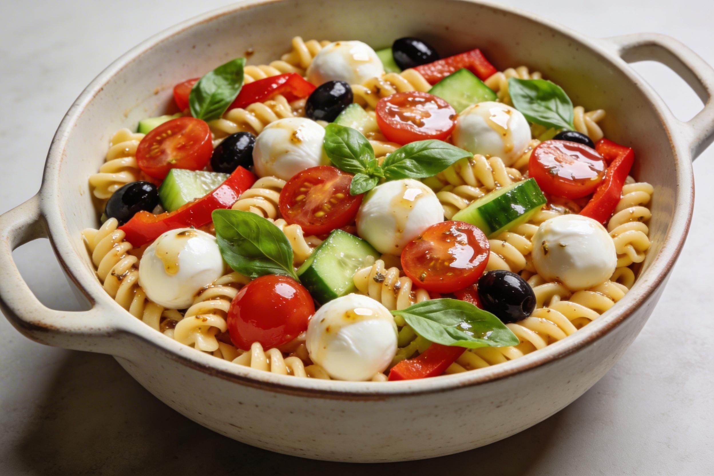 pasta salad with mozzarella balls