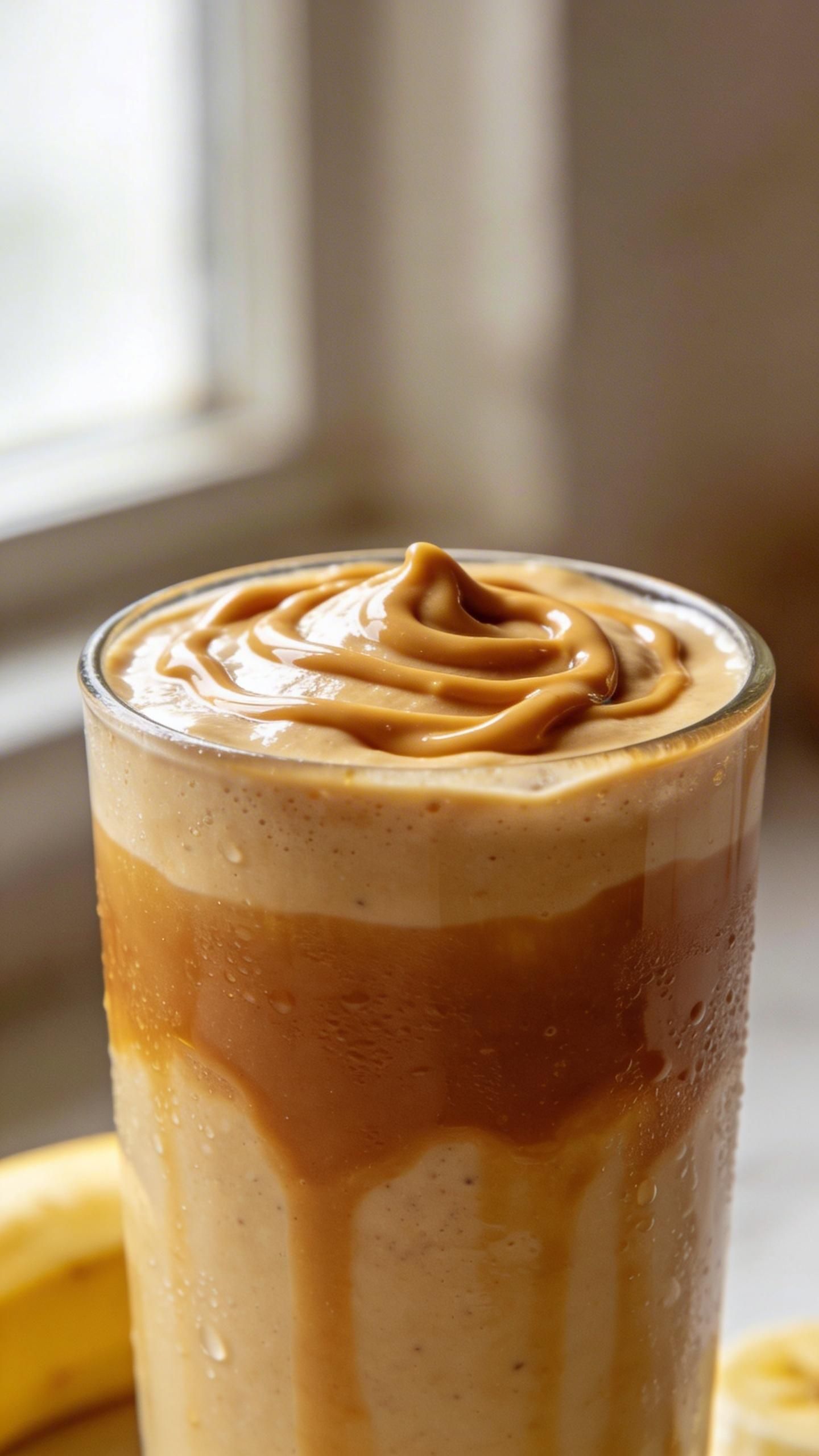 healthy smoothie with banana and peanut butter